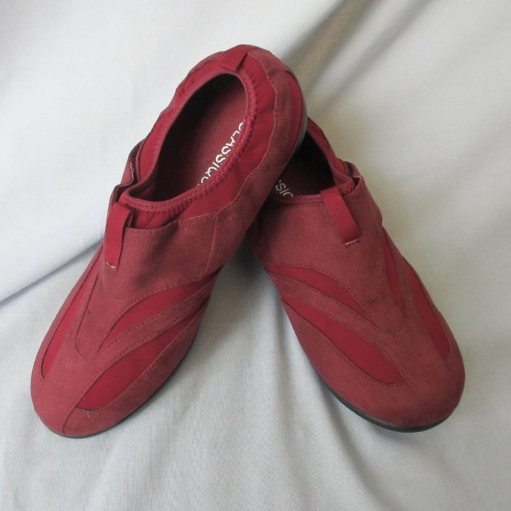 7,5 W Burgundy FAUX Suede WINE Mule Shoes SPORT